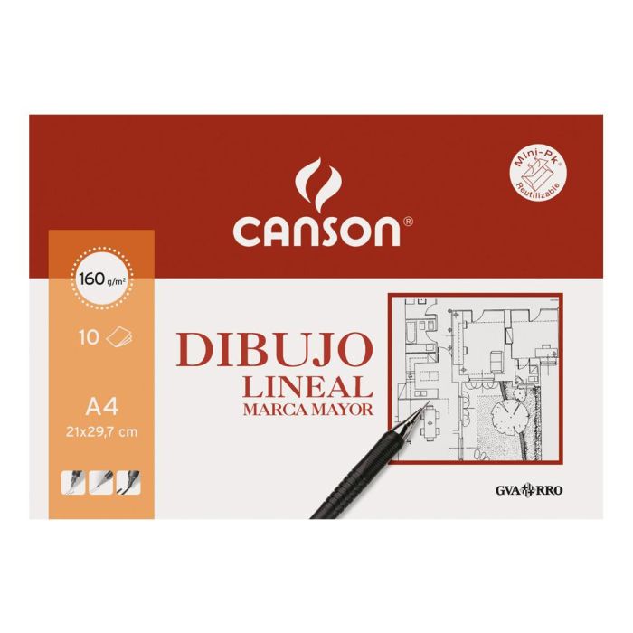 Canson Minipack Dibujo Lineal 10 Hojas Guarro Marca Mayor 160 gr.21x29,7 cm 1