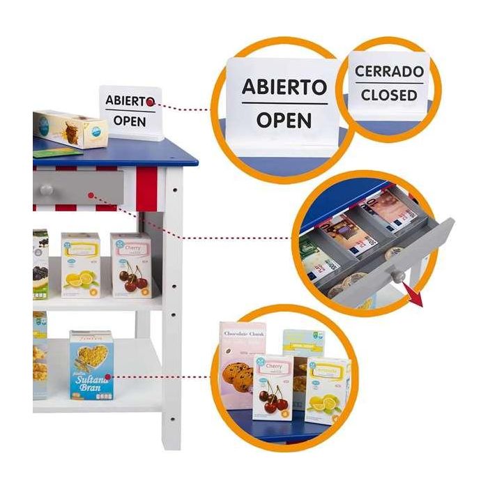 Woomax Supermercado de Madera con 25 Accesorios y Caja Registradora Eléctrica 48x30xh70 cm 2