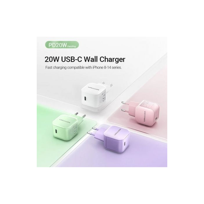 Cargador de Pared GaN Vention FEJV0-EU/ 1xUSB Tipo-C/ 20W 1