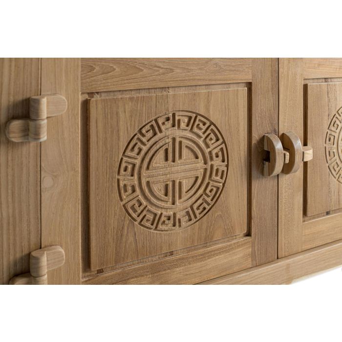 Giner y Colomer Vitrina de Madera de Teca con Puertas de Cristal y Tallas Artesanales 4 Giner y Colomer Vitrina de Madera de Teca con Puertas de Cristal y Tallas Artesanales 4