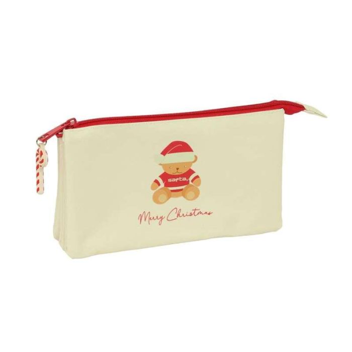 Safta Portatodo Triple Osito Beige Felices Fiestas 22x12x3cm