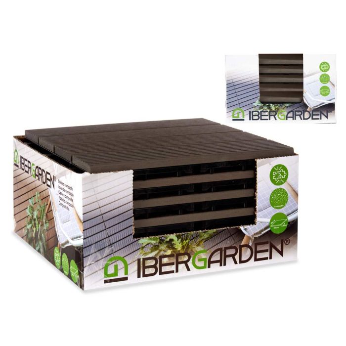 Baldosa Composite Negro Ibergarden 30x2.6x30 cm WPC Madera PE (6 Unidades) 2