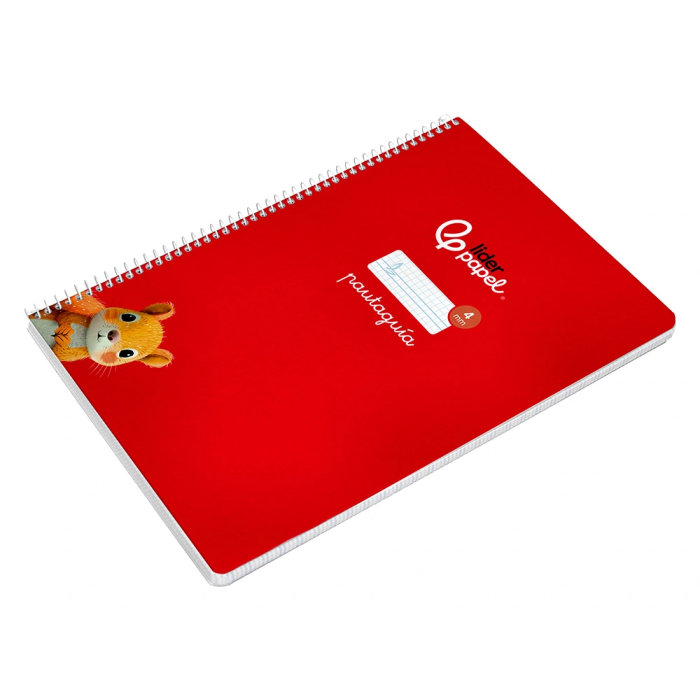 Liderpapel Cuaderno espiral A4 Pautaguía tapa dura 80 hojas 90gr cuadro pautado 4mm color rojo 5