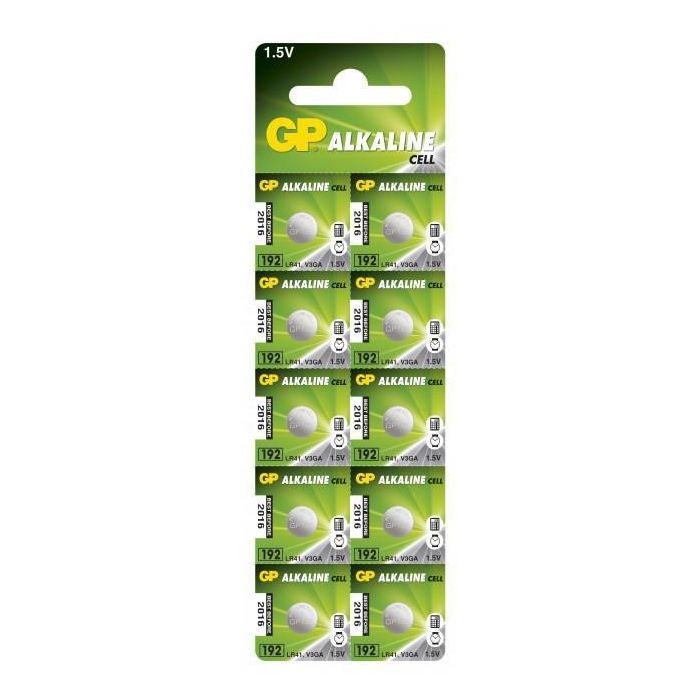 GP Alkaline Cell Battery 192-C10, 1,5V, LR41, 10-pak GP Alkaline Cell Battery 192-C10, 1,5V, LR41, 10-pak