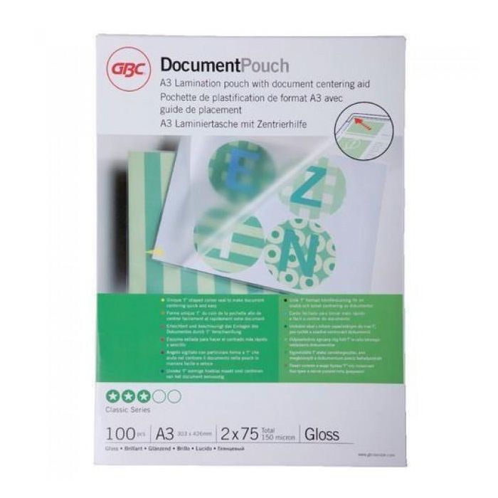 Gbc Fundas de Plastificar Carteras 2x75 Micras A3 - Pack 100 Unidades