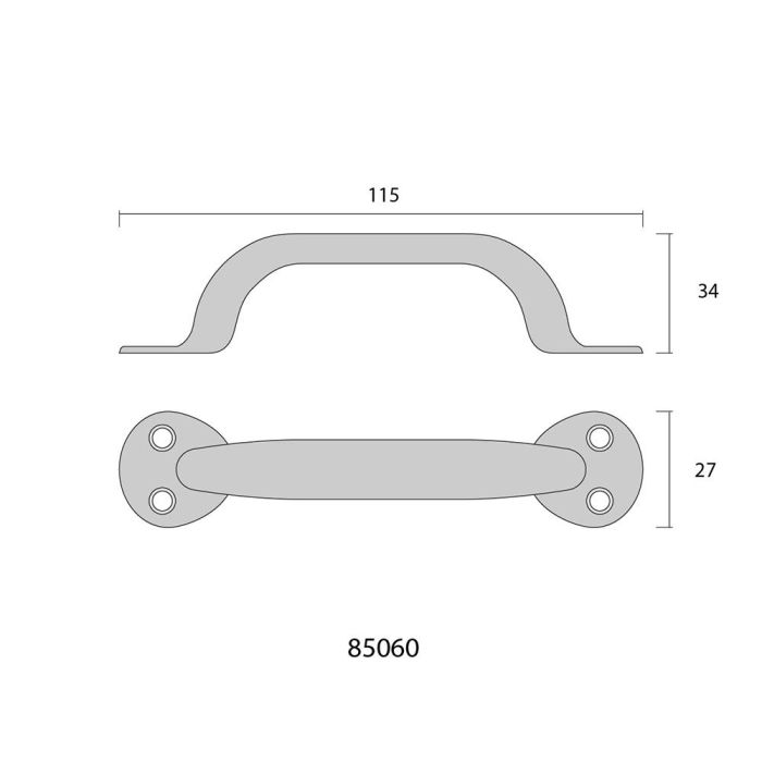 Tirador de puerta de chapa metálica plegada 115mm 1 Tirador de puerta de chapa metálica plegada 115mm 1