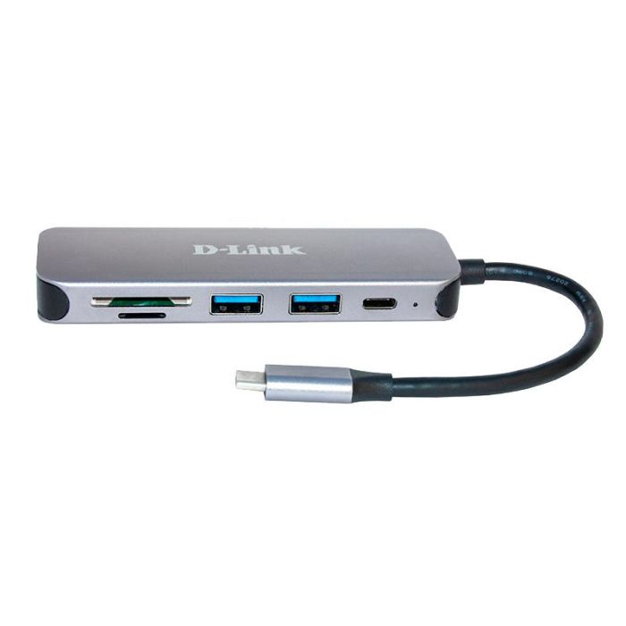 D - link Hub USB Tipo C 6 Puertos Gris Lector de Tarjetas SD MicroSD USB 3.2 Gen 1