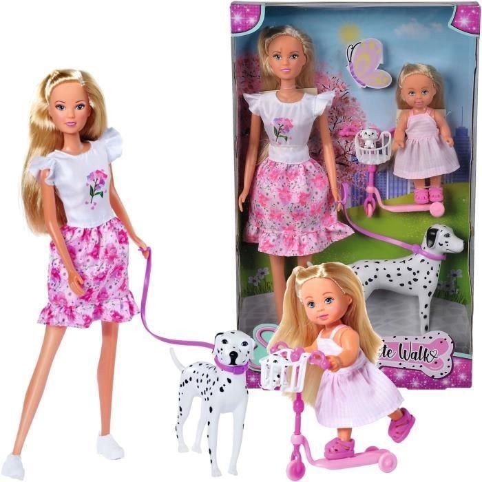 Steffi Love Muñeca Dálmata + Evi Love - 2 muñecas de 29 y 12 cm - 2 figuras Dálmatas - Patinete Evi - Edad 3 Steffi Love Muñeca Dálmata + Evi Love - 2 muñecas de 29 y 12 cm - 2 figuras Dálmatas - Patinete Evi - Edad 3