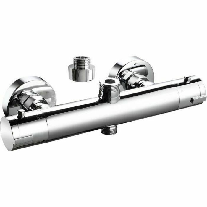 Rousseau Ducha Termostática Loona Cromada. Estilo Moderno, Seguridad Antiescaldado. Cuerpo de Latón, Desviador Integrado, Distancia 150mm. Rousseau Ducha Termostática Loona Cromada. Estilo Moderno, Seguridad Antiescaldado. Cuerpo de Latón, Desviador Integrado, Distancia 150mm.