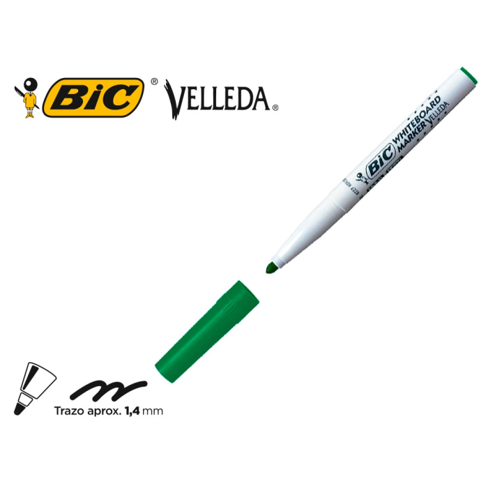 Bic Rotulador Velleda para Pizarra Verde Punta Redonda Trazo 1,4 mm 4