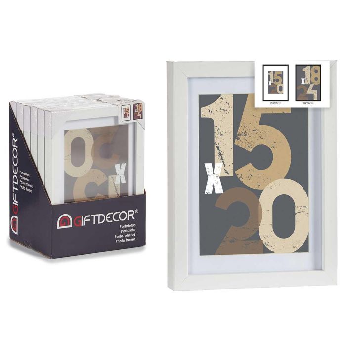 Portafoto Pared Madera Paspartu 15X20Cm Blanco Giftdecor (12 Unidades) Portafoto Pared Madera Paspartu 15X20Cm Blanco Giftdecor (12 Unidades)