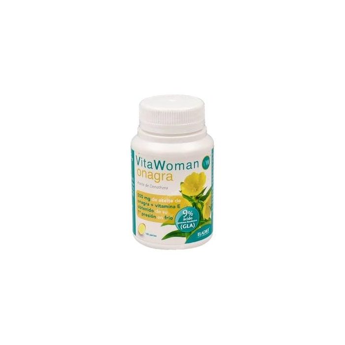 ELADIET Vita Woman Onagra 100 Perlas, Aceite de Onagra y Vitamina E, Primera Presión en Frío, Suplemento GLA