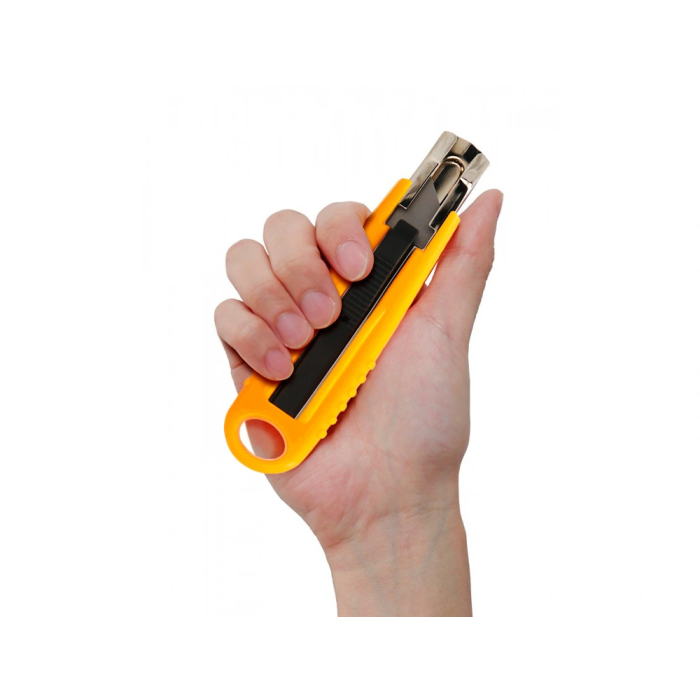 Q-connect XD-123 Cutter de Seguridad Retráctil con Asa para Colgar, Cuchilla Ancha 18 mm, Plástico Resistente, Amarillo, 1 Unidad 5