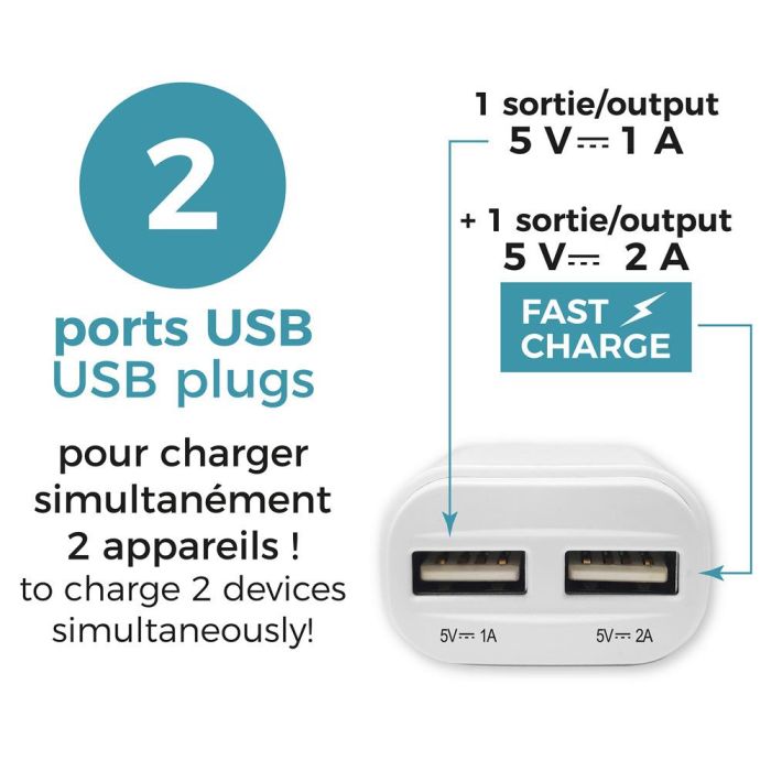 Enchufe Adaptador 2 Puertos Usb Be Mix 3