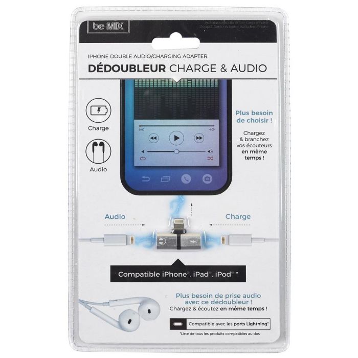 Adaptador Audio-Carga Iphone Be Mix 1