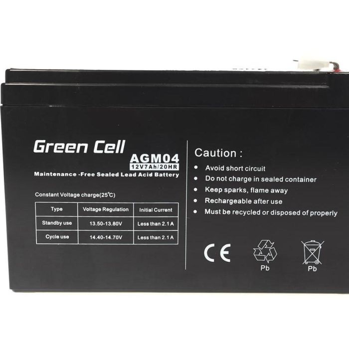 Green Cell AGM04 Batería AGM 12V 7Ah para UPS, Juguetes Eléctricos, Alarmas y Dispositivos Portátiles 2