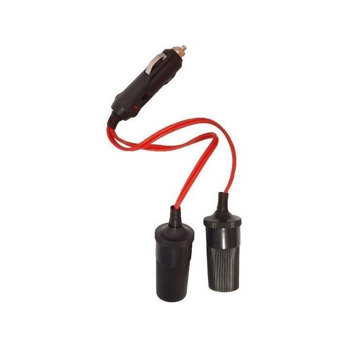 Toma de mechero doble 12/24V - HTC EQUIPMENT - Con LED 10A y cable rojo de 20cm