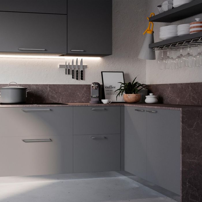 Emuca Lote de 20 tiradores para mueble Zagreb, L236mm, intereje 224mm, Zamak, Níquel satinado 3 Emuca Lote de 20 tiradores para mueble Zagreb, L236mm, intereje 224mm, Zamak, Níquel satinado 3