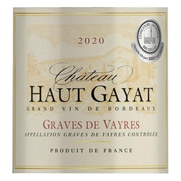 Château Haut Gayat 2018 Graves de Vayres - Vino tinto de Burdeos 1