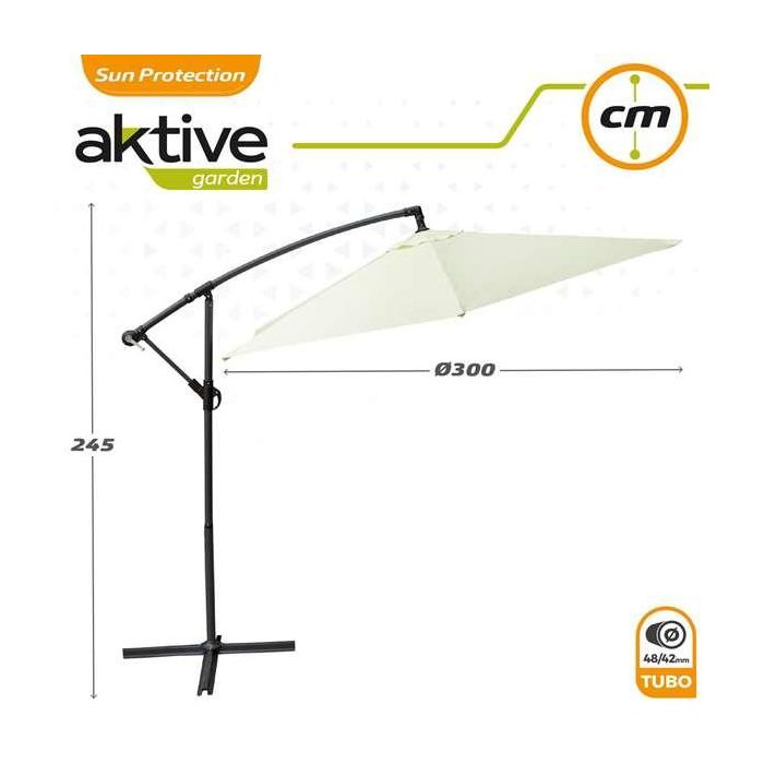 Parasol Aktive Crema 300 cm 4,2 cm Aluminio 2 Parasol Aktive Crema 300 cm 4,2 cm Aluminio 2