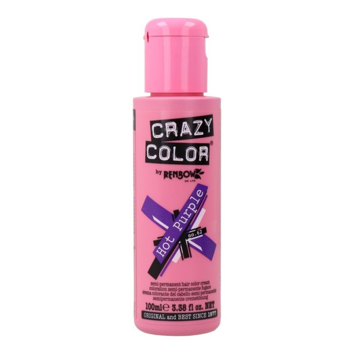 Crazy Color 62 Hot Purple Tinte Semi-Permanente para Cabello Decolorado 100 Ml