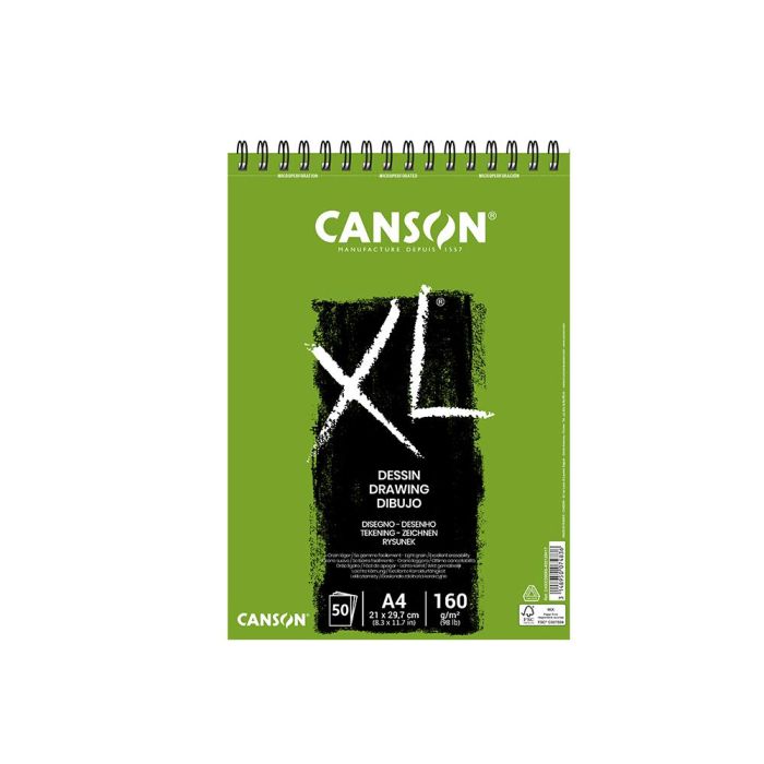 Bloc Dibujo Canson XL Dessin Din A4 Liso Microperforado Espiral 21x29,7 cm 50 Hojas 160 gr-M2 1