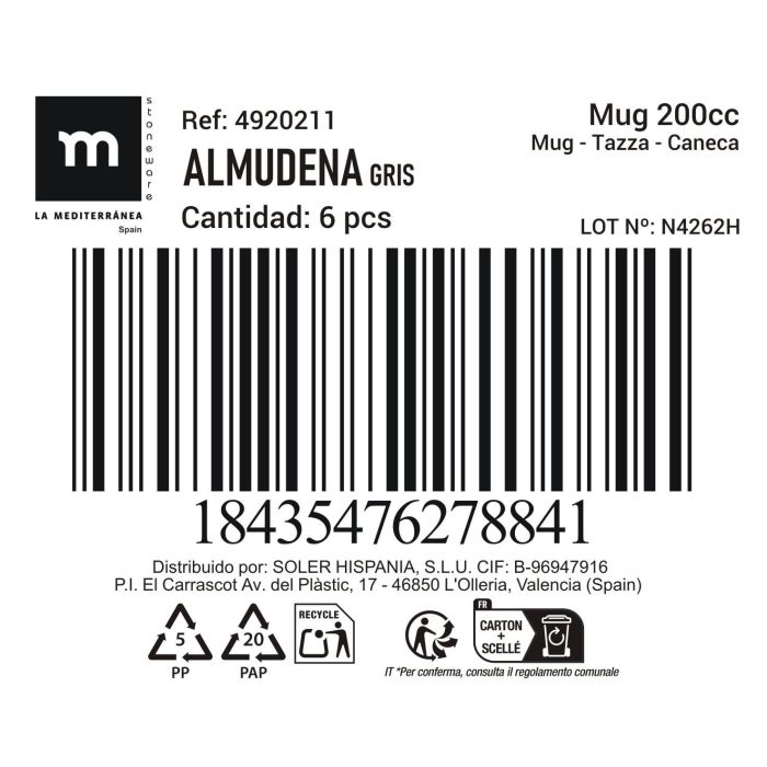 Mug Almudena 200 cc Gris - Inde (36 Unidades) 2 Mug Almudena 200 cc Gris - Inde (36 Unidades) 2