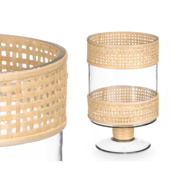 Portavela Copa Cilindrica Vidrio Rattan Giftdecor 15X24CM (6 Unidades) 1 Portavela Copa Cilindrica Vidrio Rattan Giftdecor 15X24CM (6 Unidades) 1