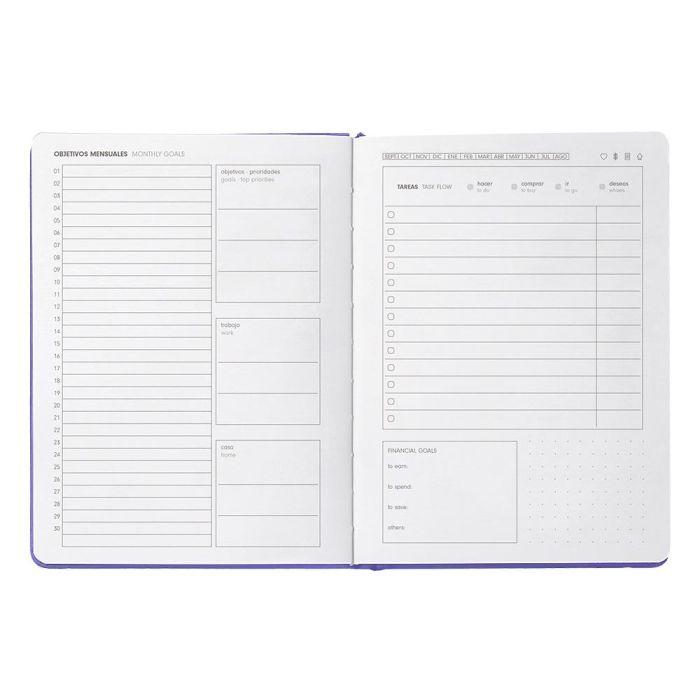 Agenda Escolar Antartik 25-26 Encuadernada Ggo! Simil Piel Morado Semana Vista A5 Bilingüe Papel Fsc 80 gr 10 Agenda Escolar Antartik 25-26 Encuadernada Ggo! Simil Piel Morado Semana Vista A5 Bilingüe Papel Fsc 80 gr 10