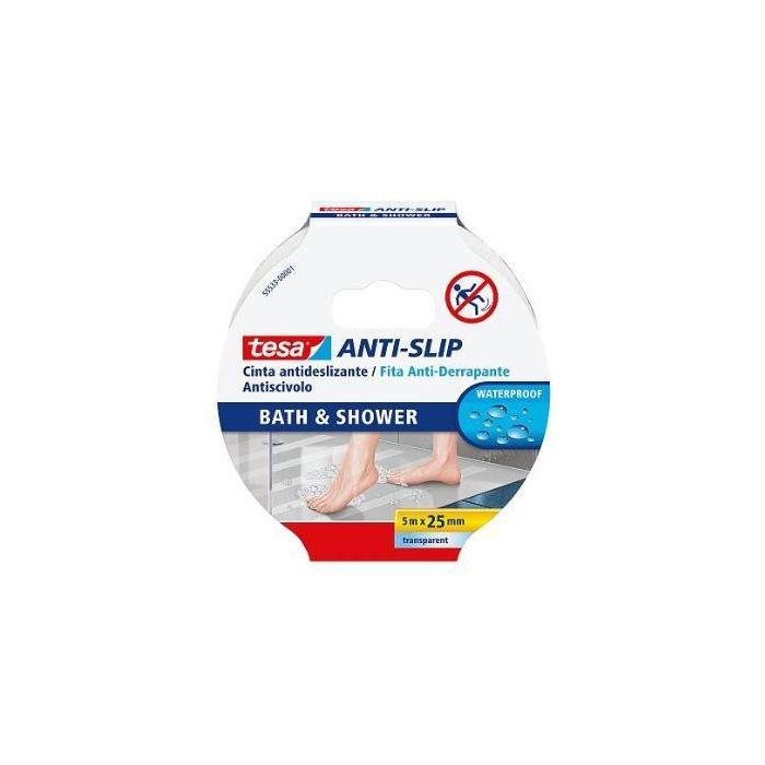 Tesa Cinta Antideslizante Adhesiva Baño 25 mm X 5M Transparente