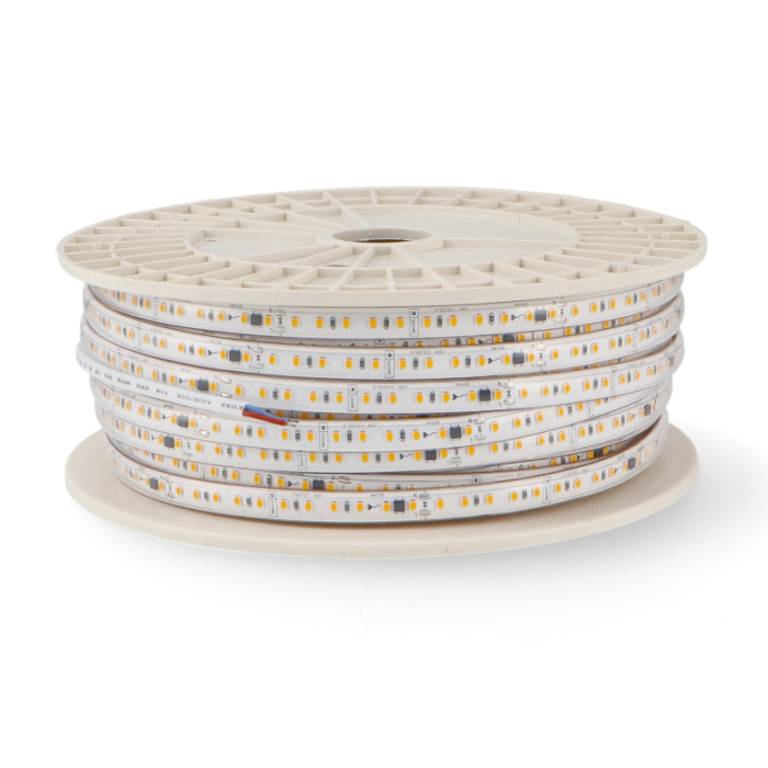 Tira de 60 LEDs/M 1500Lm/M 6000ºK SMD2835 Autorectificada 220VAC IP65 x50M 40.000H Tira de 60 LEDs/M 1500Lm/M 6000ºK SMD2835 Autorectificada 220VAC IP65 x50M 40.000H