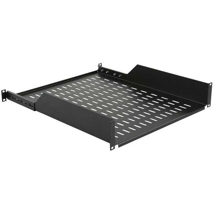 Logon RAS410BL Bandeja de Rack 19" 4 Puntos Conexión Frontal 2U Trasera 1U D 550mm Ajustable Carga 50kg Negro