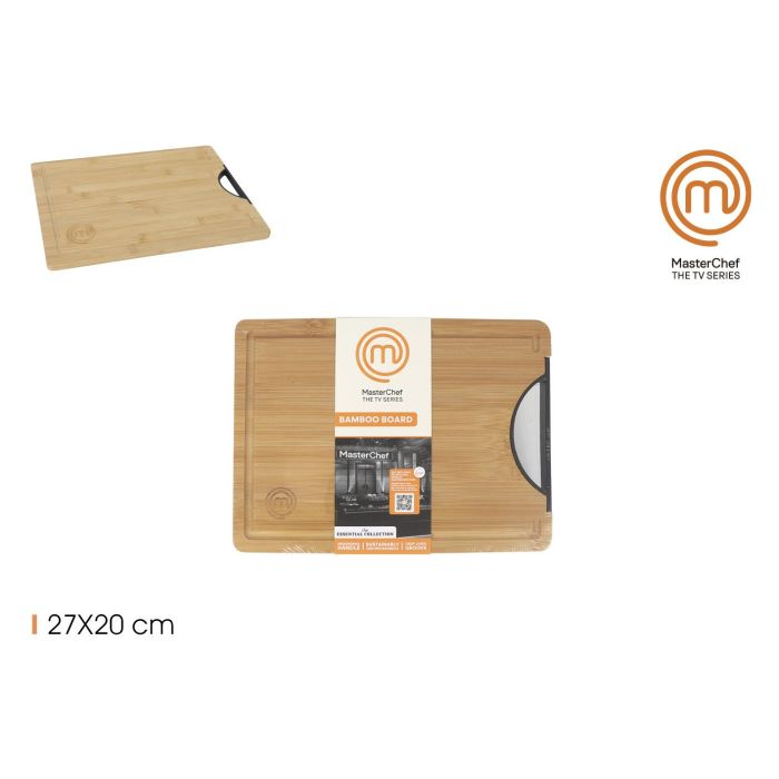 Tabla de cortar bambú con asas 27x20 cm - Masterchef (8 Unidades) Tabla de cortar bambú con asas 27x20 cm - Masterchef (8 Unidades)