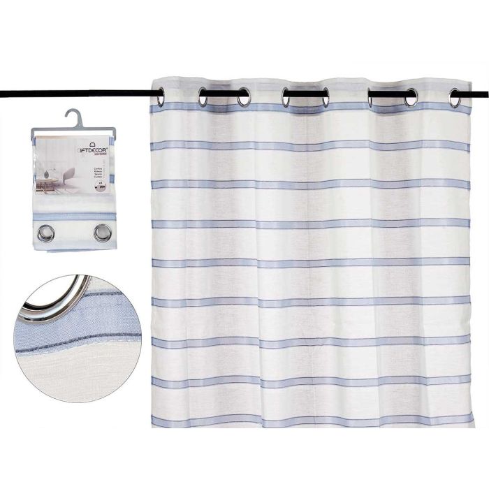 Cortina Visillo Rayas Azul 140X260 Cm Giftdecor (6 Unidades) Cortina Visillo Rayas Azul 140X260 Cm Giftdecor (6 Unidades)