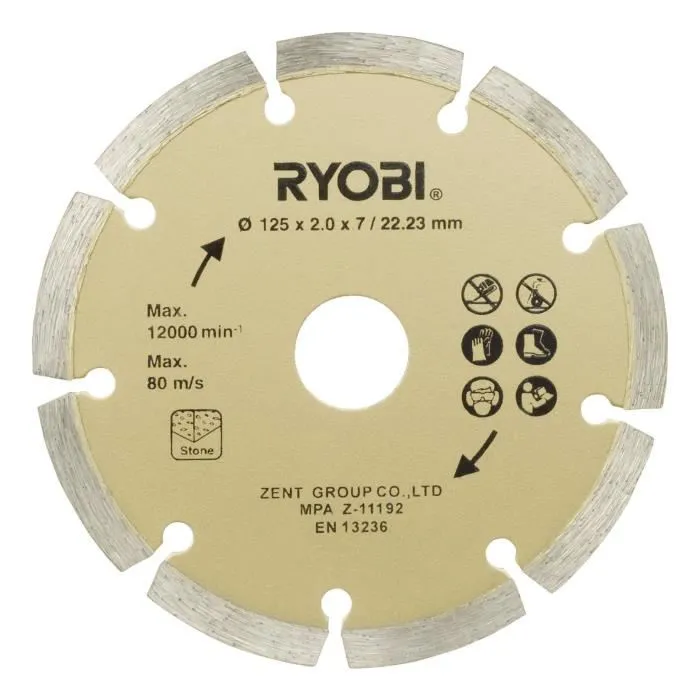 Ryobi Amoladora Angular 800W - 125 mm con Bolsa de Transporte y Disco Diamante 1