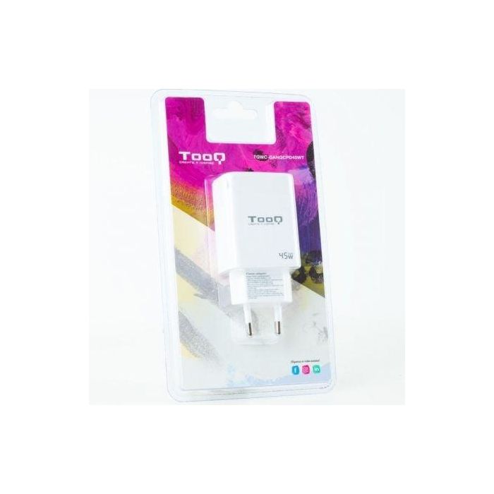 TooQ Cargador de Pared GaN USB-C/PD + USB-A/QC 45W Blanco TQWC-GANQCPD45WT 4 TooQ Cargador de Pared GaN USB-C/PD + USB-A/QC 45W Blanco TQWC-GANQCPD45WT 4