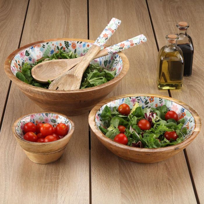 Set de Utensilios para Cocina Versa Bambú Madera de mango Flores 1