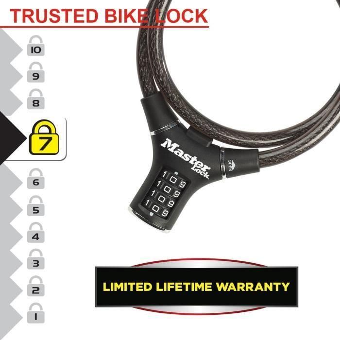 Candado para Bicicleta - MASTER LOCK - 8229EURDPRO - Cable de 90 cm - Negro - Acero trenzado 1