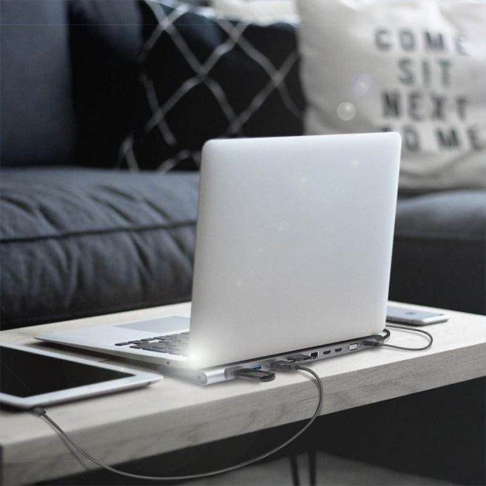 LogiLink UA0373 Docking Station USB-C 11-in-1 PD 100W Aluminio Plata para Windows/Mac/Linux 7