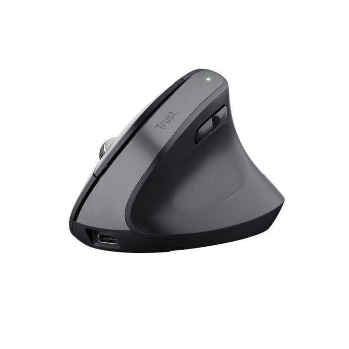 Trust Ratón Ergonómico Vertical Inalámbrico Bluetooth 2.4 GHz 6 Botones Recargable Negro, DPI Ajustable hasta 2400
