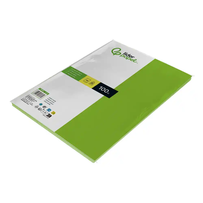 Liderpapel Papel Color Verde Intenso A4 80gr Paquete de 100 Hojas 4