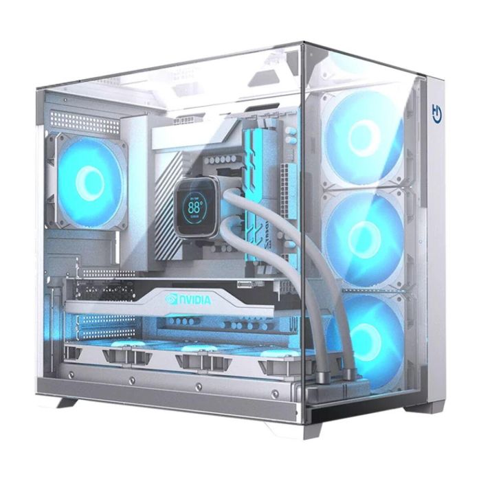 Hiditec SKY Torre PC Gaming ATX Micro ATX ITX Plata Transparente con Ventana Lateral Cristal Templado e Iluminación Multi 1