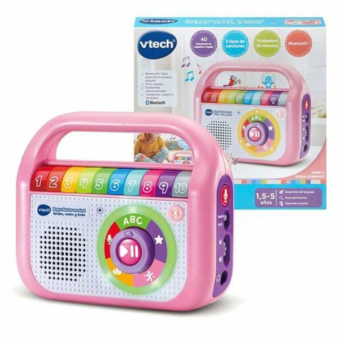 Vtech Reproductor Musical Infantil Graba, Canta y Baila Rosa para Niños (18 Meses a 5 Años) con Pilas (14,8x17,5x6 cm)