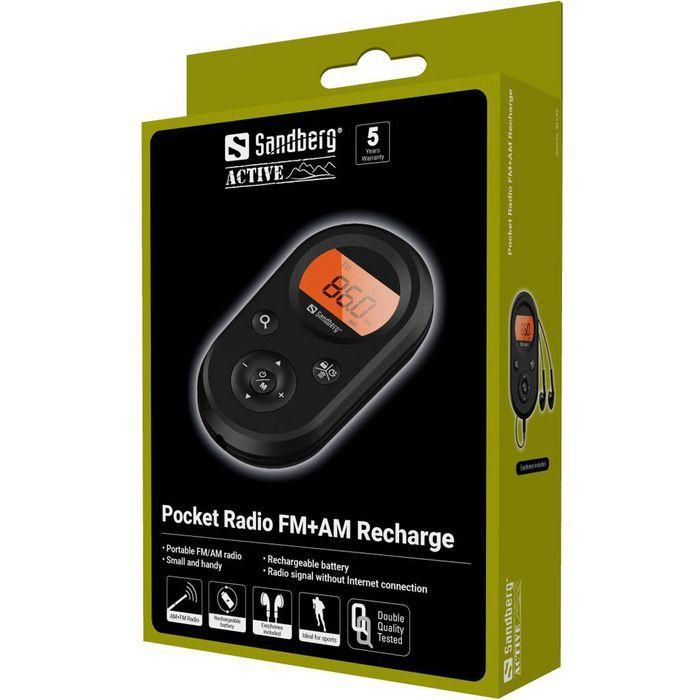 Sandberg Radio Pocket FM AM Recargable con Auriculares para Exterior y Emergencia 9