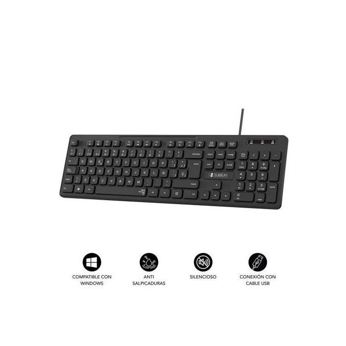 Teclado numérico Subblim SUBKBC-0SSK50 Negro Qwerty Español QWERTY 1