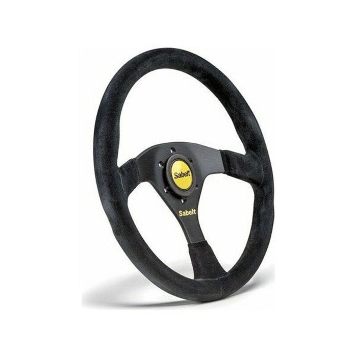 Sabelt SBRFVO2007X Volante de Competición SW-635, 350mm de Diámetro, 3 Radios, Plato Plano, Acabado en Gamuza Negra para Rally y Circuito