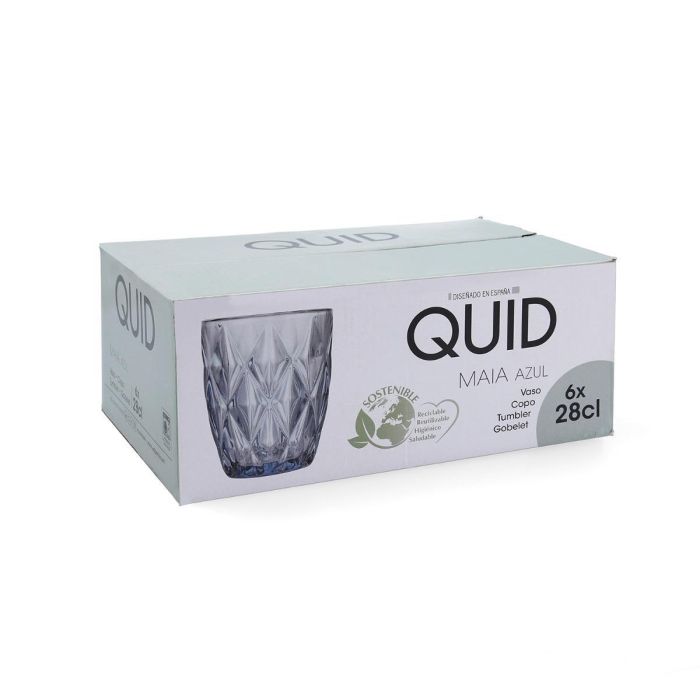 Quid Vaso Bajo Maia Vidrio 28 cL (6 Unidades) Azul Con Relieve 4 Quid Vaso Bajo Maia Vidrio 28 cL (6 Unidades) Azul Con Relieve 4