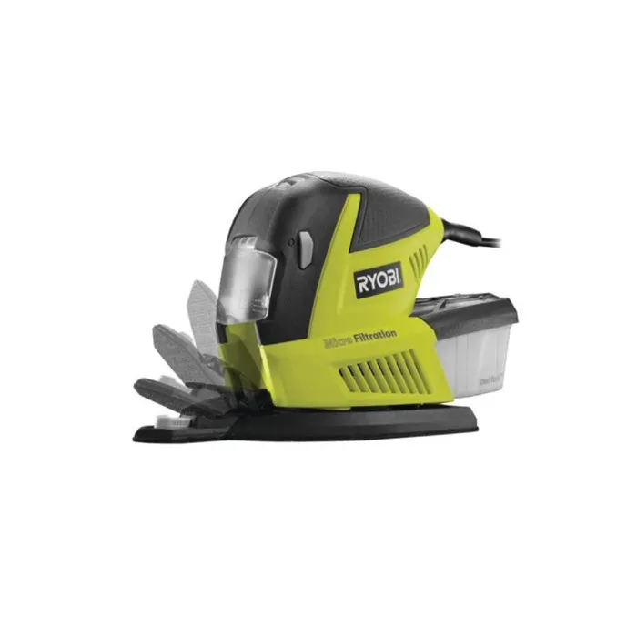 Ryobi Lijadora Multiusos 180W con 3 Modos (Triangular, 1/3 Hoja, Acabado) y 30 Abrasivos 3