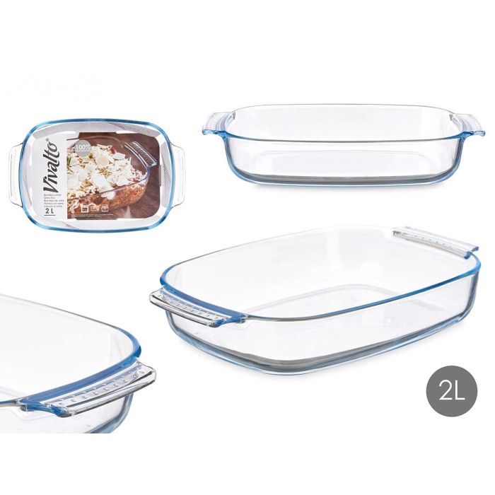 Bandeja Borosilicato Rectangular Asas 2000Ml Vivalto 30X6CM (12 Unidades) Bandeja Borosilicato Rectangular Asas 2000Ml Vivalto 30X6CM (12 Unidades)