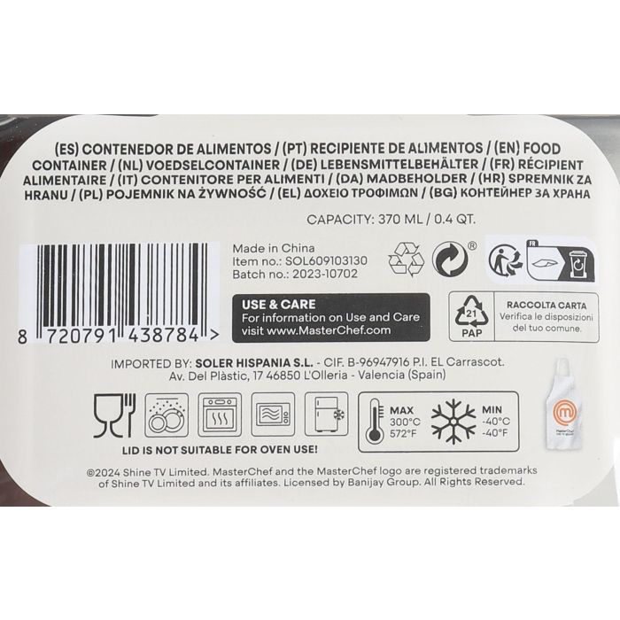 Masterchef Fiambrera Hermética Rectangular 370 ml (12 Unidades) 2